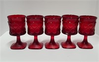 FIve Vintage Red Goblets