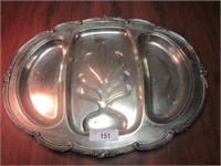 Large Divided English Silver Silver Plate Tray