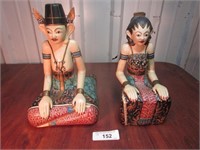 Wooden Carved Husband and Wife Statues