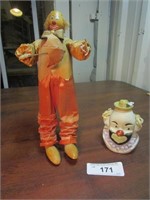 Wooden Clown and Porcelain Coin Bank