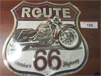 Metal Route 66 Motorcycle Sign