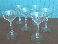 6 Piece Unmarked Glass Stemware