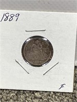 1889 seated liberty silver dime US coin