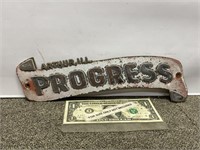 Vintage Progress Emblem, Arthur Illinois measures