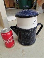 Blue/White Graniteware Coffee Pot
