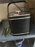 Art Deco Black Ice Bucket w/Tongs