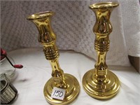 2 Heavy Solid Brass Candlesticks 8"