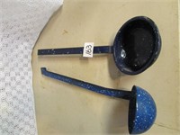 2 Blue Graniteware Ladles