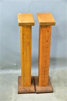 Pair of Oak Topped Pine Pedestals