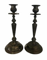 Pair of Silver Toned Vintage Candlesticks