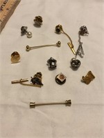 12 Tie Pins and Bars including one 14K Piece