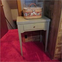 Singer Sewing Machine in Cabinet & Sewing Box