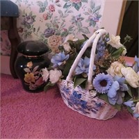Vase & Faux Flower Basket