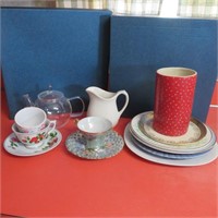Tea Pot, Tea Cups & Plates