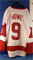 Authentic #9 Gordie Howe, signed jersey.