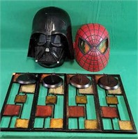 Star wars and Spiderman toy face mask and wall