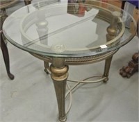 Circular Top Glass & Metal Side Table