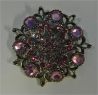 Vintage Pink Gemstones Brooch
