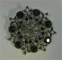 Vintage Black Gemstones Brooch
