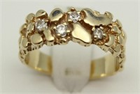 Lady's tested to be 12kt yellow gold nugget design
