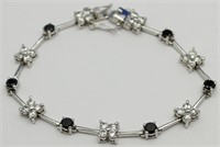 Sterling silver crystal plus black diamond