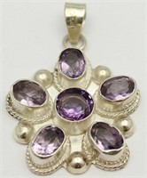 Sterling silver amethyst stone pendant 10.16g