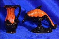 2pc vintage ceramic pitcher &dolphin from niagra