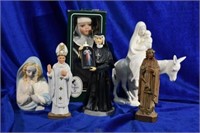 6pc religious statue & doll lot