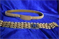 2 vintage belts 1 fuax pearl 1 gold tone