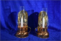Pair of Copper Bottom Candle Lamps