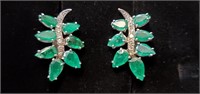 Estate 14K Diamond & Emerald Earrings #2