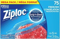 Ziploc Brand Bags, Freezer Medium, Mega Pack, 75