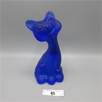 Fenton satin blue Happy Cat 6"