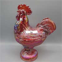 Fenton red carnival 8" rooster candy