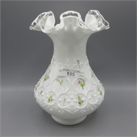 Fenton Spanish Lace HP 8" vase