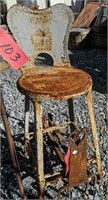 Iron Heart Cut Out Andirons, Metal Stool