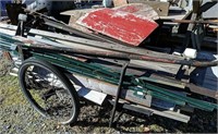 Cart, Barrel With Pick Axes, Bed Frames, Garden