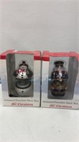 2 Christmas Animated Porcelain music box