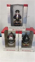 3 Christmas Animated Porcelain music box