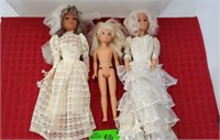 Two bride dolls 11" and one smaller doll