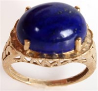 10K YELLOW GOLD LAPIS LAZULI LADIES RING