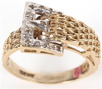 14K YELLOW GOLD DIAMOND BUCKLE RING