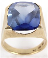 14K YELLOW GOLD BLUE SAPPHIRE LADIES RING