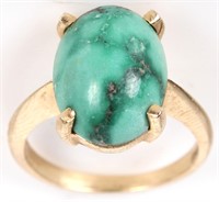 14K YELLOW GOLD 3.5 CT AMAZONITE LADIES RING