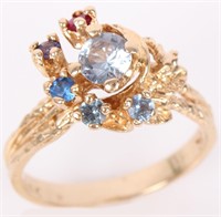 14K YELLOW GOLD LADIES MULTI-COLORED TOPAZ RING