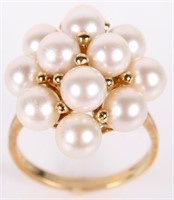 14K YELLOW GOLD GENUINE PEARL LADIES RING