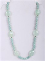 AQUA CHALCEDONY NECKLACE W/ 14K GOLD CLASP