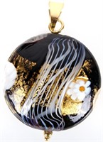 14K YELLOW GOLD MURANO GLASS LADIES PENDANT