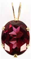 14K YELLOW GOLD PINK SAPPHIRE LADIES PENDANT