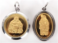 .999 PURE GOLD CHINESE RELIGIOUS CHARMS - LOT OF 2